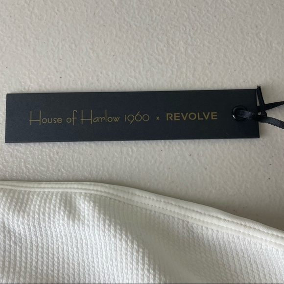 HOUSE OF HARLOW 1960 NWT X REVOLVE KNOT TIE RIBBED CROP WHITE TANK TOP XL - Picture 4 of 6